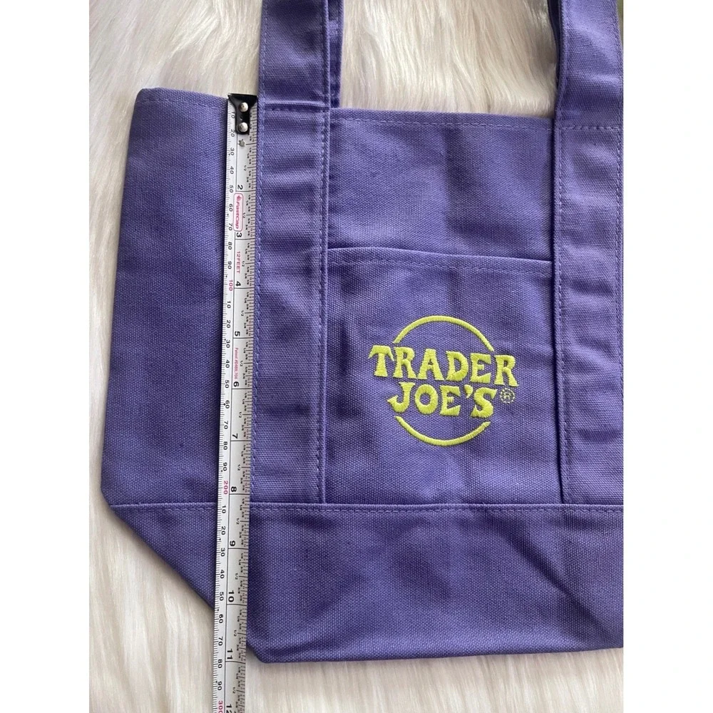 Trader Joe's Mini Halloween Purple Canvas Tote Bag New - Picture 4 of 6
